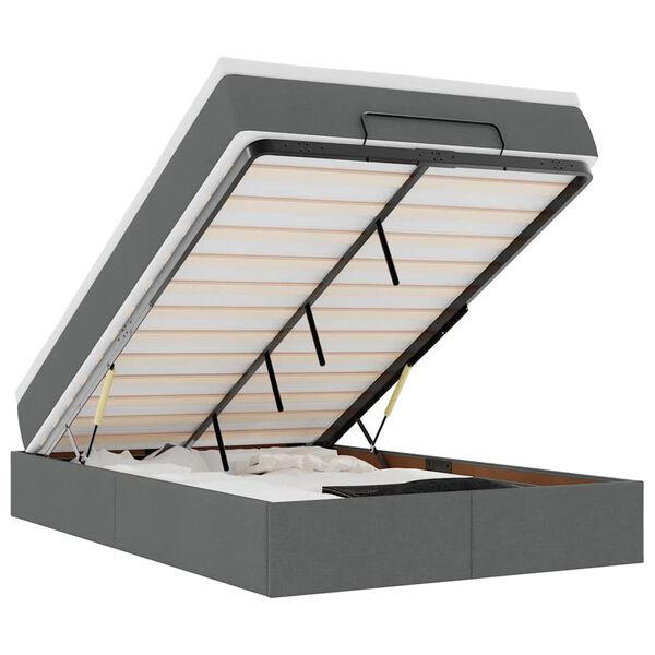 vidaXL Ottoman sängram med madrass mörkgrå 120x190 cm tyg