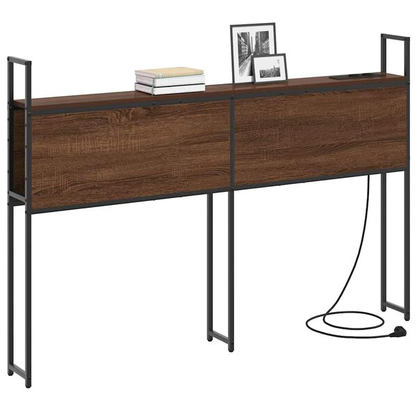vidaXL F&ouml;rvaringsgavel med Laddstation brun ek 135 cm Konstruerat tr&auml;