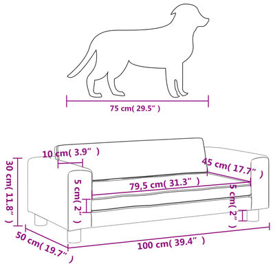 vidaXL Hundbädd med förlängning grå 100x50x30 cm konstläder
