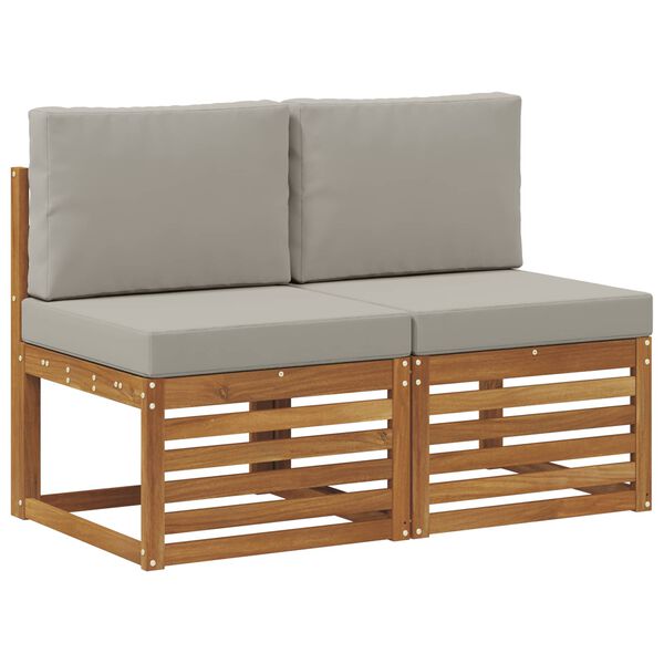 vidaXL 2 Stycke Utomhus Mellansoffa Massivt Akaciatr&auml; Naturf&auml;rg