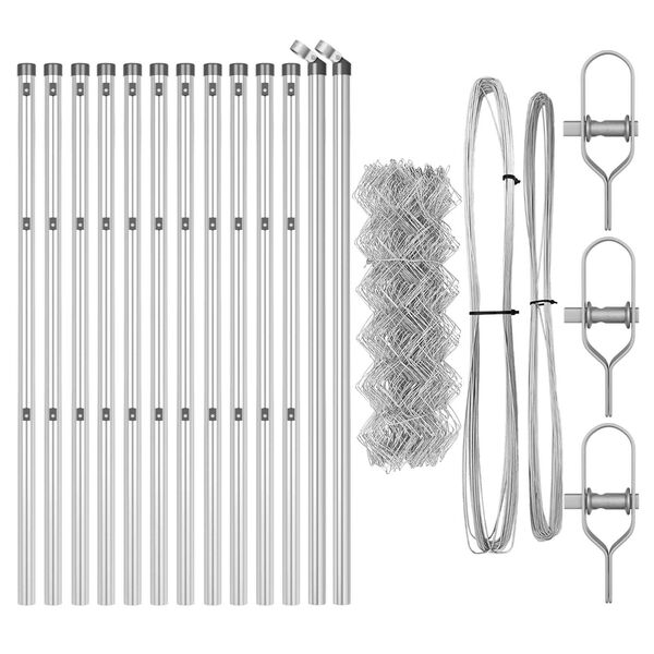 vidaXL St&auml;ngselstolpe Silver 25 x 0,6 m (40 x 40 mm n&auml;t) St&aring;l