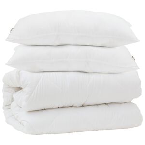 vidaXL T&auml;ckeset med kudde 3 pcs Vit Mikrofiber och Dunfj&auml;der
