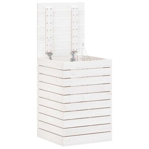 vidaXL Tvättkorg vit 44x44x66 cm massiv furu