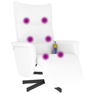 vidaXL Massagef&aring;t&ouml;lj med fotst&ouml;d vit konstl&auml;der