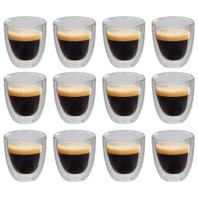 vidaXL Espressoglas dubbelväggiga 12 st 80 ml