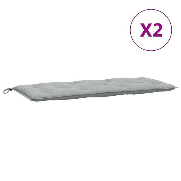 vidaXL B&auml;nkdyna 2 st melerad ljusgr&aring; 120x50x7 cm tyg