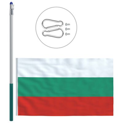 vidaXL Bulgariens flagga och flaggstång i aluminium 6 m