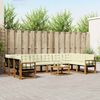vidaXL Utomhussoffset med kudde 11 pcs Naturlig och Gr&auml;dde