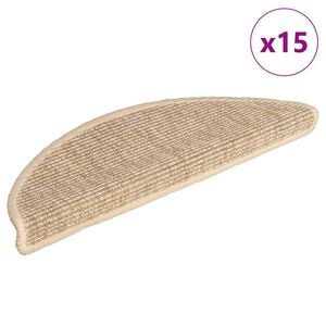 vidaXL Trappmattor 15 st 56x17x3 cm ljusbeige halvrunda