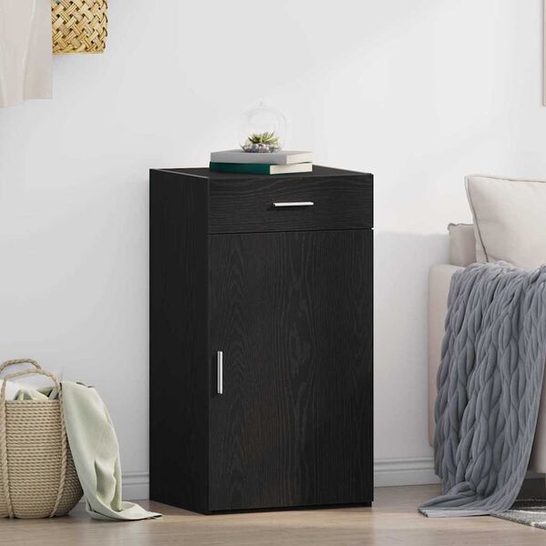 vidaXL Sideboard med l&aring;da Svart Ek 50 x 42,5 x 93 cm