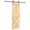 vidaXL Skjutd&ouml;rr Naturlig och svart 70 x 210 cm Massiv furutr&auml;d&ouml;rr