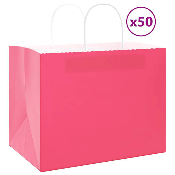 vidaXL Pappersp&aring;sar 50 st med handtag rosa 32x22x24 cm