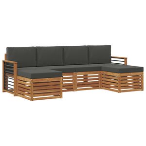 vidaXL Soffgrupper 6 pcs Naturlig och Antracit Massivt Akaciatr&auml;