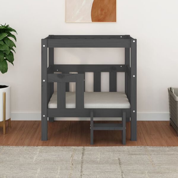 vidaXL Hundbädd grå 65,5x50,5x70 cm massiv furu