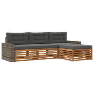 vidaXL Utomhussoffset med kudde 4 pcs Naturlig och Antracit Polyester