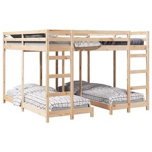 vidaXL Trippla v&aring;ningss&auml;ngram Naturf&auml;rg 80 / 200 x 200 cm Massiv furu