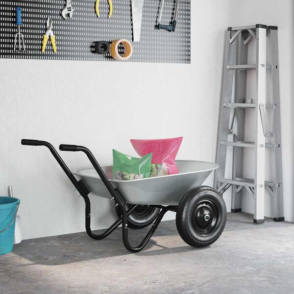 vidaXL Skottk&auml;rra Bricka Ers&auml;ttning Silver 90 x 63 x 28 cm St&aring;l