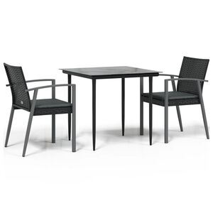 vidaXL Matgrupp f&ouml;r tr&auml;dg&aring;rden med dynor 3 delar konstrotting & st&aring;l