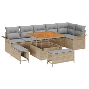 vidaXL Tr&auml;dg&aring;rdsoffset 9 st Beige konstrotting
