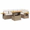 vidaXL Soffgrupp f&ouml;r tr&auml;dg&aring;rden med dynor 6 delar beige konstrotting