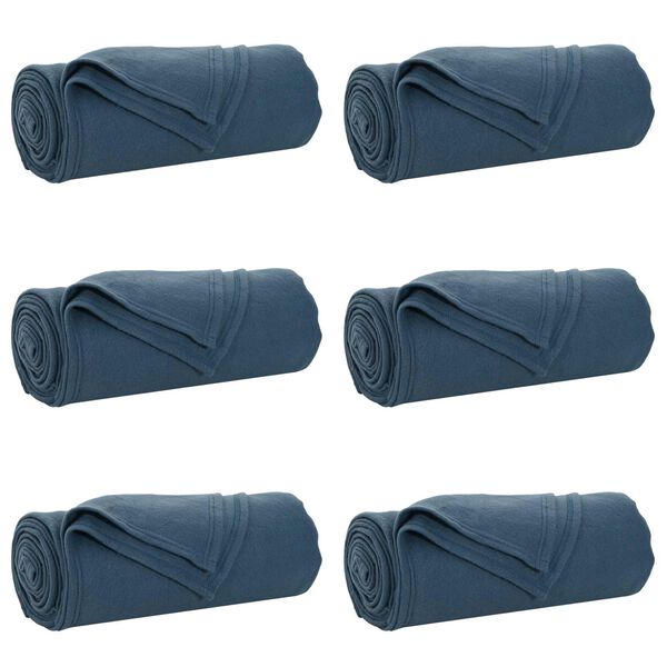 vidaXL Filtar 6 pcs M&ouml;rkbl&aring; 170 x 130 cm Fleece