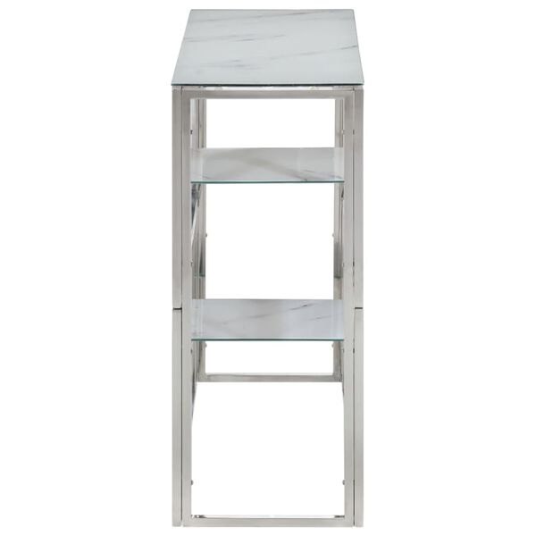vidaXL Konsolbord silver rostfritt st&aring;l och h&auml;rdat glas