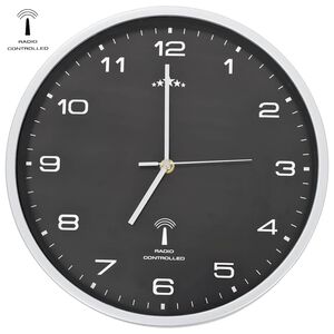 vidaXL Radiostyrd v&auml;ggklocka med Quartz-urverk 31 cm svart