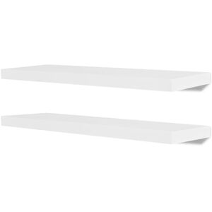 2 Flytande v&auml;gghyllor i MDF 80x20x3,8 cm vit