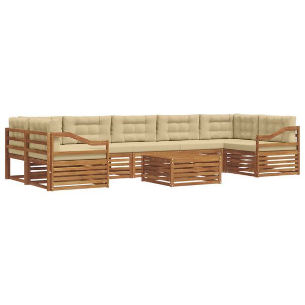 vidaXL Utomhussoffset med kudde 8 pcs Naturlig och Beige