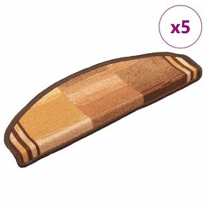 vidaXL Trappstegsmattor sj&auml;lvh&auml;ftande 5 st 65x21x4 cm brun