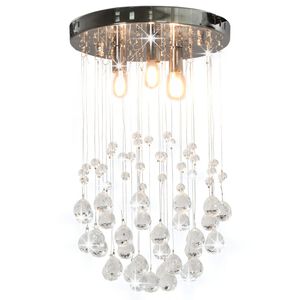vidaXL Taklampa med kristallp&auml;rlor silver sf&auml;r 3 x G9-lampor