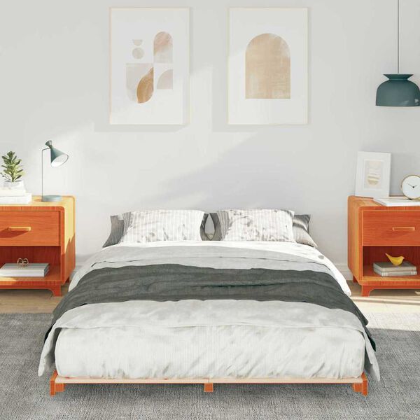 vidaXL S&auml;ngram Vaxbrun 140 x 190 cm Massiv furu