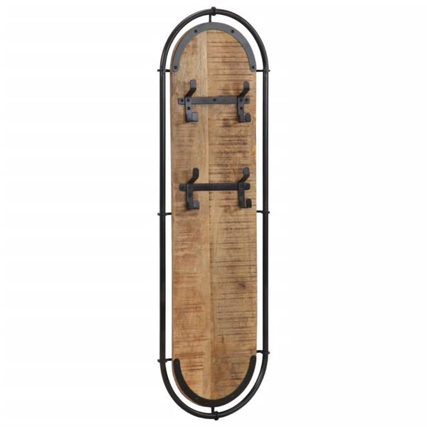 vidaXL V&auml;ggmonterad kl&auml;dh&auml;ngare med 4krokar 2st massivt grovt mangotr&auml;