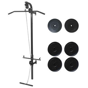 vidaXL V&auml;ggmonterat power tower med viktskivor 40 kg