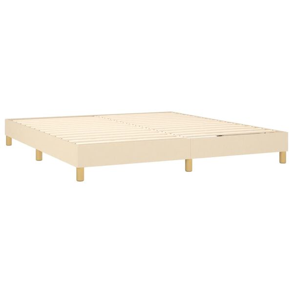 vidaXL Boxspring-sängram gräddvit 160x200 cm tyg