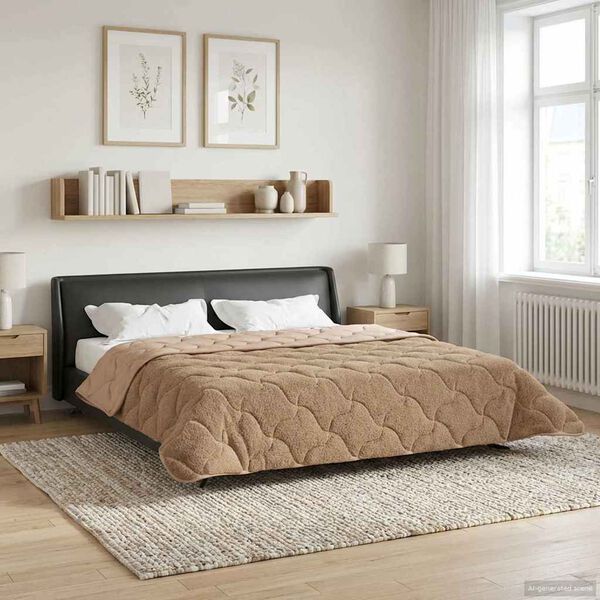 vidaXL Sommar Duvet Taupe 200 x 220 cm Mikrofiber och Teddyfleece