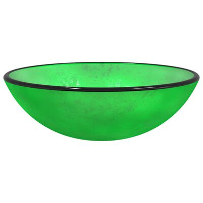 vidaXL Handfat härdat glas 42x14 cm grön