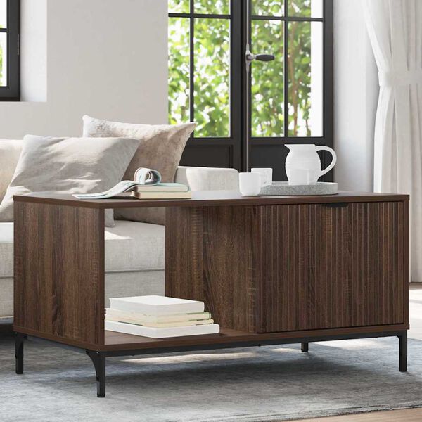 vidaXL Kaffeebord brun ek 90 x 49 x 46 cm Konstruerat trä