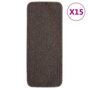 vidaXL Trappstegsmattor halkfri 15 st 60x25 cm brun rektangul&auml;r