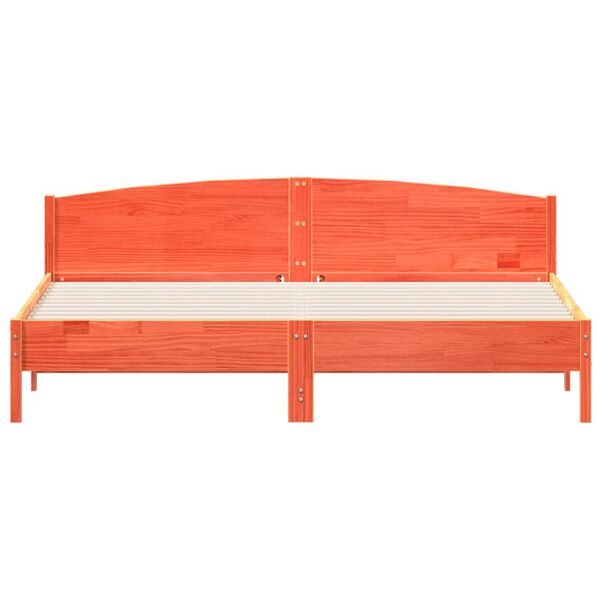 vidaXL S&auml;ngram utan madrass vaxbrun 200x200 cm massiv furu