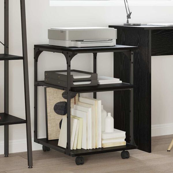 vidaXL Skrivarställ Svart Ek 43 x 48 x 64 cm Konstruerat trä