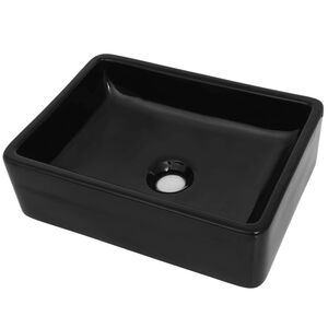 vidaXL Handfat keramik rektangul&auml;r svart 41x30x12 cm
