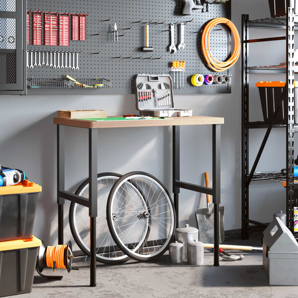 vidaXL Arbetsbänk 100x60x(73-99,5) cm massivt bokträ rektangulär