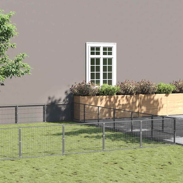 vidaXL Hundg&aring;rd silver 54 m&sup2; st&aring;l