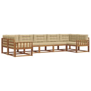 vidaXL Utomhussoffset med kudde 7 pcs Naturlig och Beige