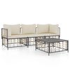 vidaXL Loungegrupp 4 delar med dynor antracit konstrotting