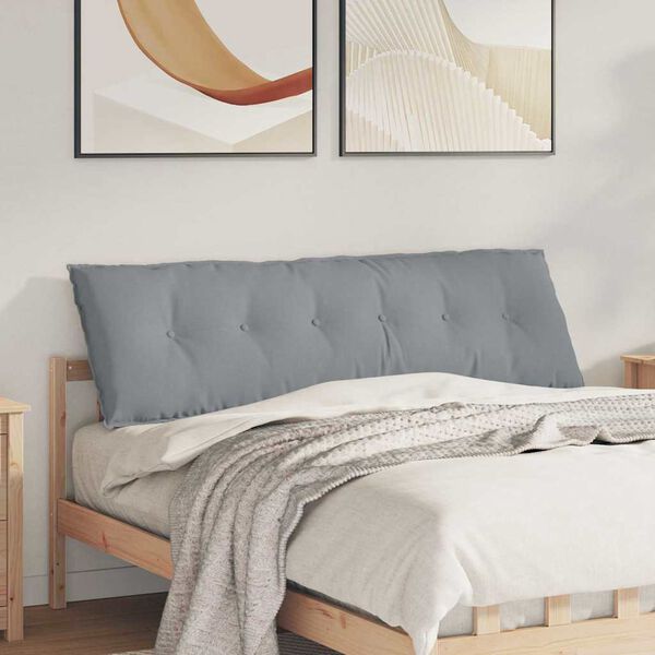 vidaXL Ryggkudde Ljusgr&aring; 160 x 19 x 50 cm tyg