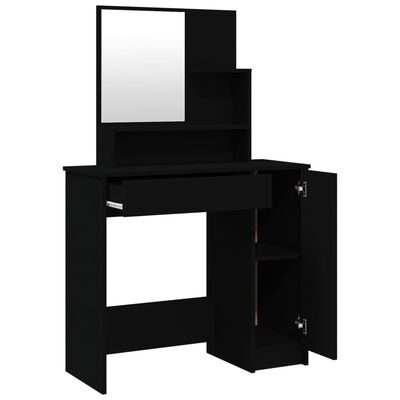 vidaXL Sminkbord med spegel svart 86,5x35x136 cm