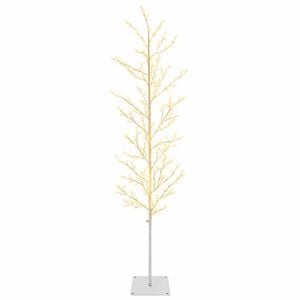 vidaXL Micro bj&ouml;rkjulgran Vit 20 x 20 x 180 cm St&aring;l 459 LED-lampor