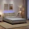 vidaXL Bed Frame with LED without Mattress "Hvar" Cream 120x200 cm Fabric